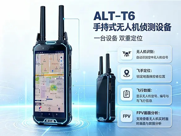 T6手持式无人机侦测一体机｜单兵便携全频段探测 飞手精准定位｜安力盾科技